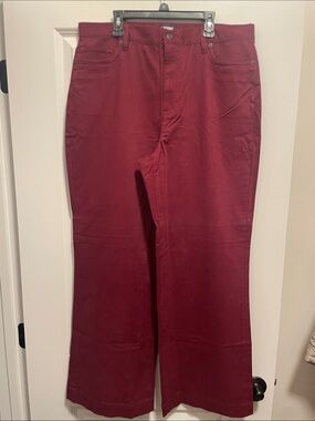 Lands End Maroon High-Waist Wide Leg Pants